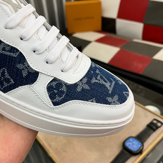 LV CLASSIC TRAINERS NAVY BLUE DENIM MIX WHITE CALFSKIN
