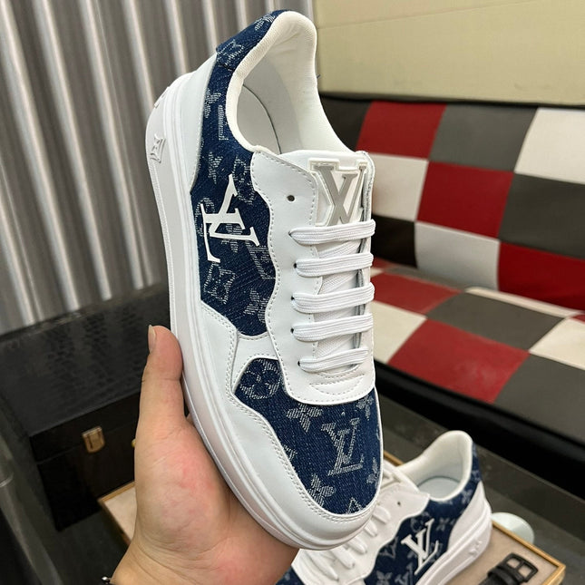 LV CLASSIC TRAINERS NAVY BLUE DENIM MIX WHITE CALFSKIN
