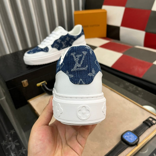 LV CLASSIC TRAINERS NAVY BLUE DENIM MIX WHITE CALFSKIN