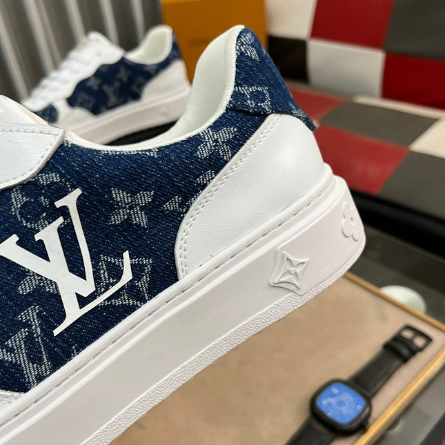 LV CLASSIC TRAINERS NAVY BLUE DENIM MIX WHITE CALFSKIN