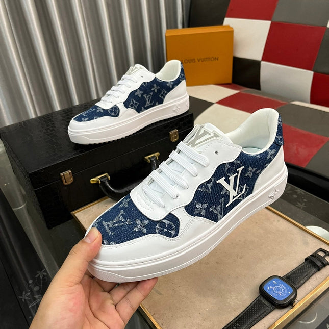 LV CLASSIC TRAINERS NAVY BLUE DENIM MIX WHITE CALFSKIN