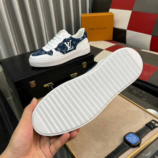 LV CLASSIC TRAINERS NAVY BLUE DENIM MIX WHITE CALFSKIN