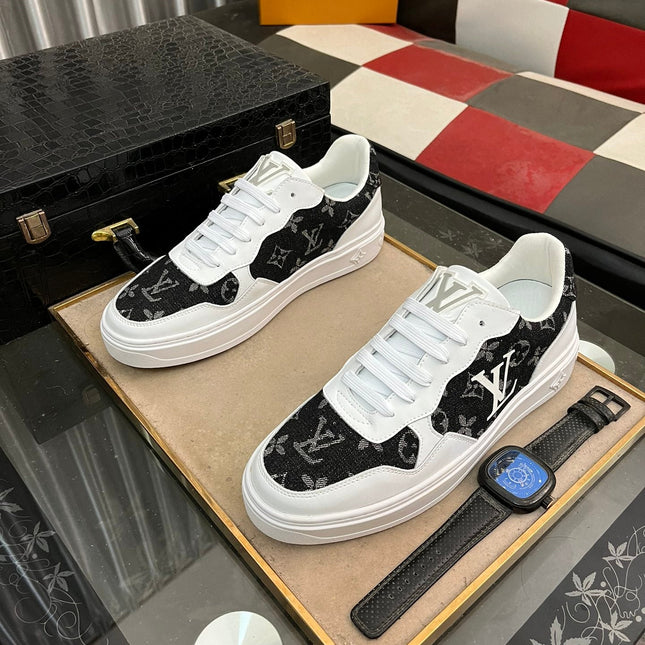 LV CLASSIC TRAINERS BLACK DENIM MIX WHITE CALFSKIN