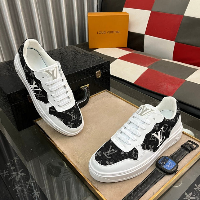 LV CLASSIC TRAINERS BLACK DENIM MIX WHITE CALFSKIN