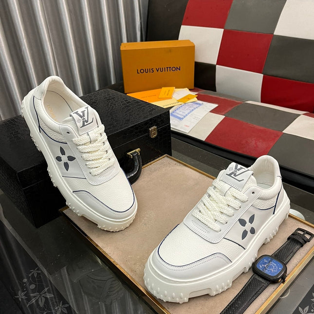 LV SNEAKER WHITE MIX GREY MONOGRAM CALFSKIN