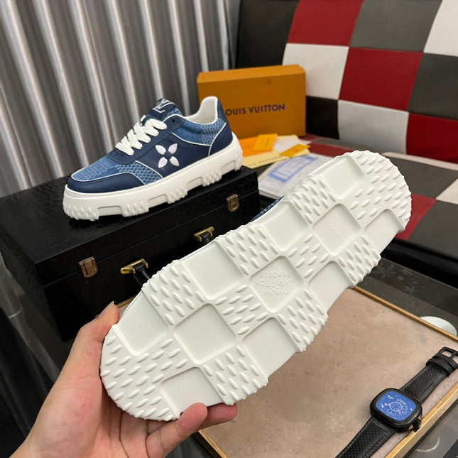LV SNEAKER IN NAVY BLUE MONOGRAM CALFSKIN AND DENIM