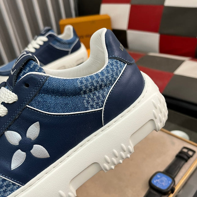 LV SNEAKER IN NAVY BLUE MONOGRAM CALFSKIN AND DENIM