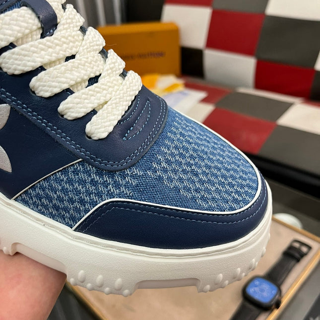 LV SNEAKER IN NAVY BLUE MONOGRAM CALFSKIN AND DENIM