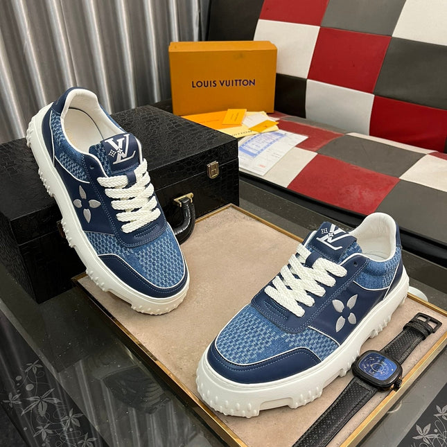 LV SNEAKER IN NAVY BLUE MONOGRAM CALFSKIN AND DENIM