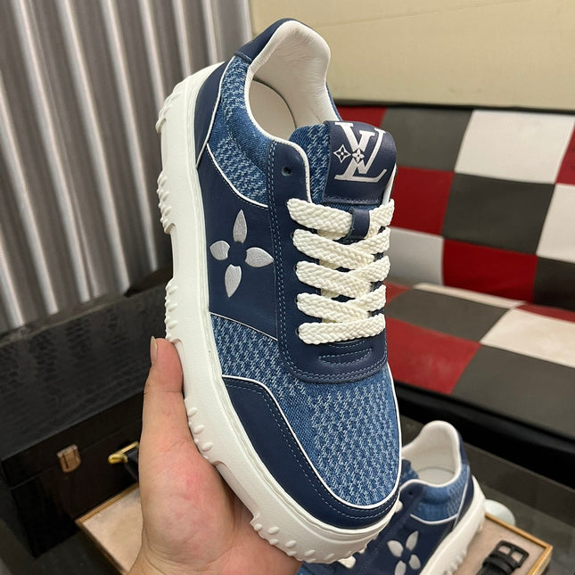 LV SNEAKER IN NAVY BLUE MONOGRAM CALFSKIN AND DENIM