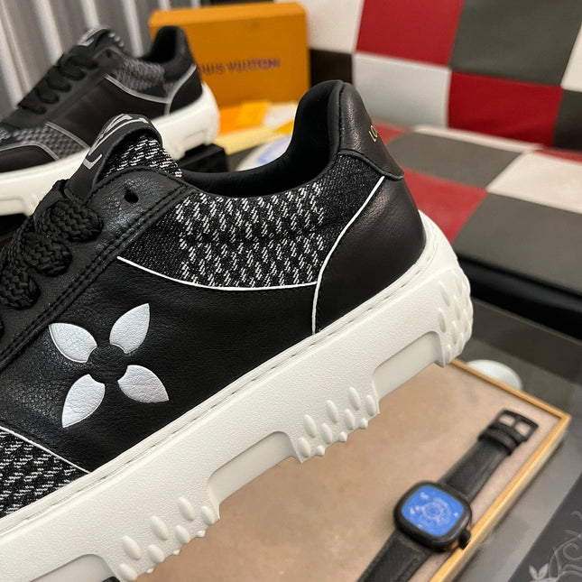 LV SNEAKER IN BLACK MONOGRAM CALFSKIN AND DENIM