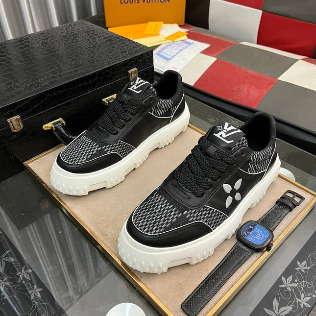 LV SNEAKER IN BLACK MONOGRAM CALFSKIN AND DENIM