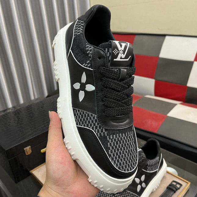 LV SNEAKER IN BLACK MONOGRAM CALFSKIN AND DENIM
