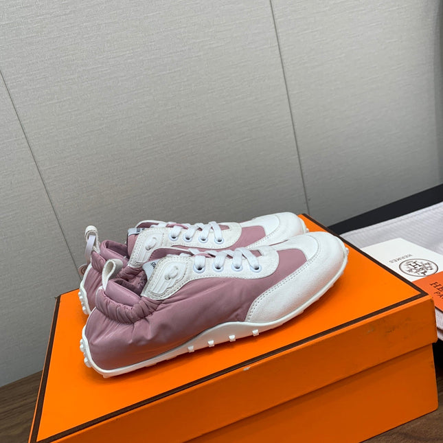 SKATEBOARD SHOES LIGHT GRAY MIX DARK PINK CALFSKIN