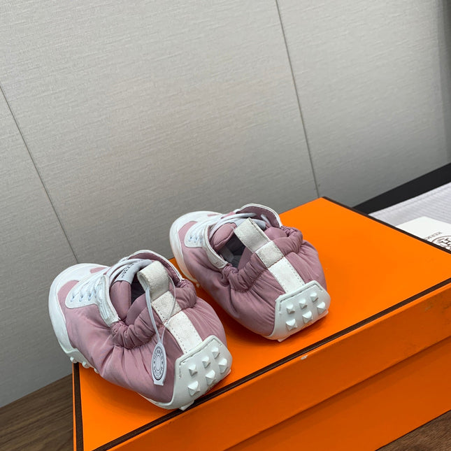 SKATEBOARD SHOES LIGHT GRAY MIX DARK PINK CALFSKIN