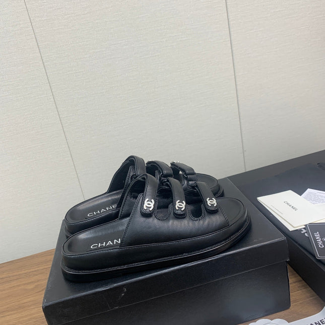 DAD SANDAL IN BLACK LAMBSKIN MULE