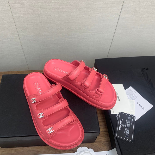 DAD SANDAL IN RED PINK LAMBSKIN MULE