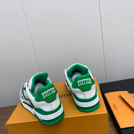 LV WOMEN'S TRAINER IN WHITE MIX GREEN CALFSKIN