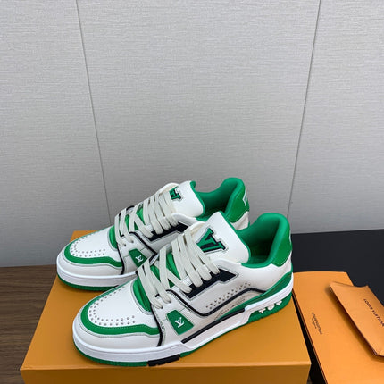 LV WOMEN'S TRAINER IN WHITE MIX GREEN CALFSKIN