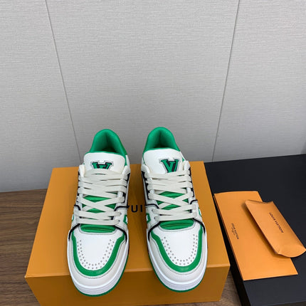 LV WOMEN'S TRAINER IN WHITE MIX GREEN CALFSKIN