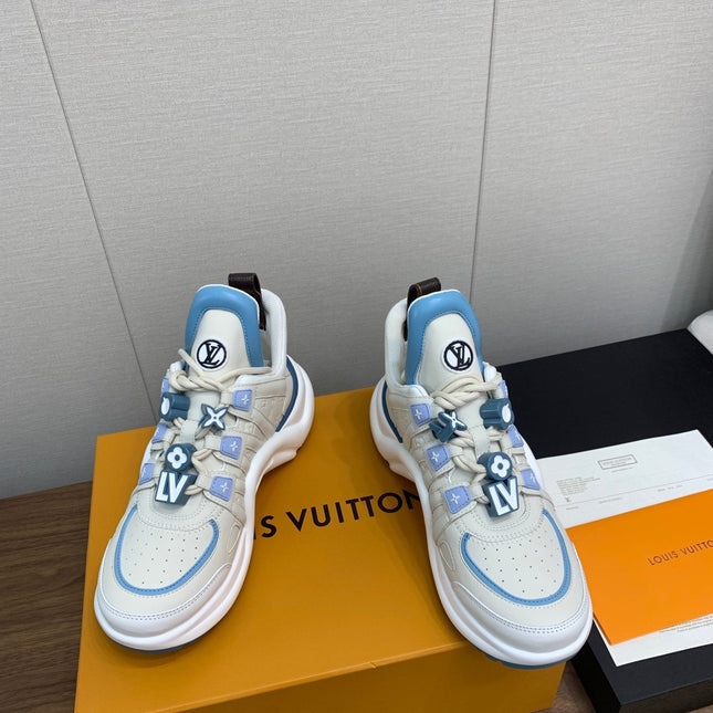 LV ARCHLIGHT SNEAKER BEIGE MIX COBALT BLUE CALFSKIN