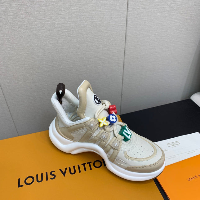 LV ARCHLIGHT SNEAKER BEIGE MIX CAMEL BROWN CALFSKIN