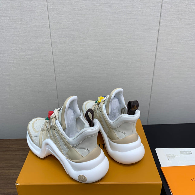 LV ARCHLIGHT SNEAKER BEIGE MIX CAMEL BROWN CALFSKIN
