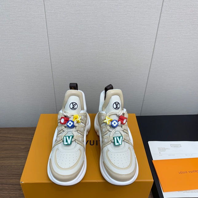 LV ARCHLIGHT SNEAKER BEIGE MIX CAMEL BROWN CALFSKIN