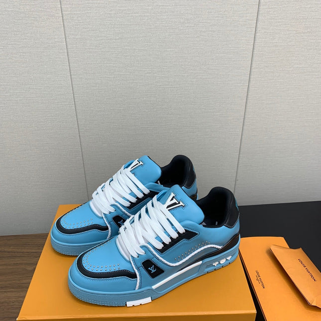 LV WOMEN'S TRAINER IN CERULEAN BLUE CALFSKIN