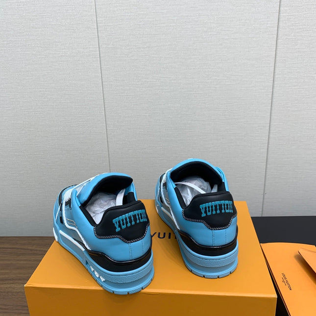 LV WOMEN'S TRAINER IN CERULEAN BLUE CALFSKIN