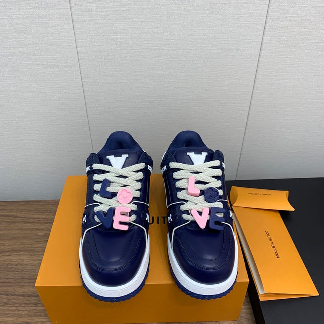 LV WOMEN'S TRAINER IN NAVY BLUE CALFSKIN