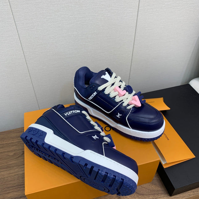 LV WOMEN'S TRAINER IN NAVY BLUE CALFSKIN