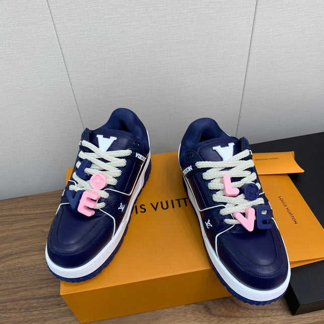 LV WOMEN'S TRAINER IN NAVY BLUE CALFSKIN