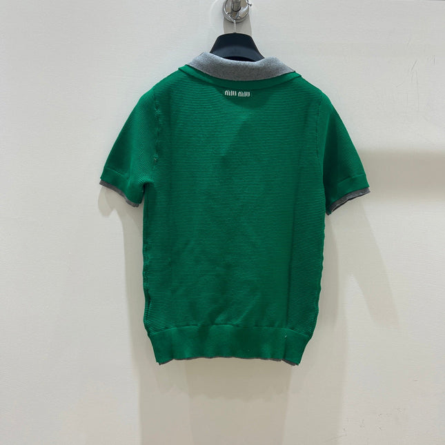 MIUMIU SHORT-SLEEVE KNIT POLO SHIRT STYLE 202