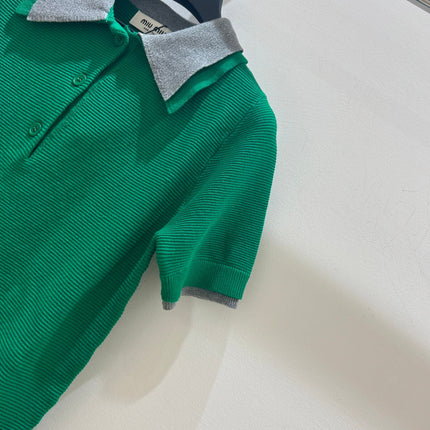 MIUMIU SHORT-SLEEVE KNIT POLO SHIRT STYLE 202