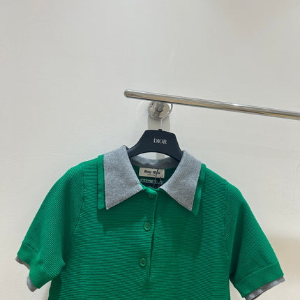 MIUMIU SHORT-SLEEVE KNIT POLO SHIRT STYLE 202