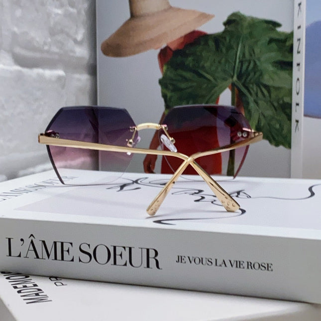PANTHÈRE RIMLESS GEOMETRIC FRAME SUNGLASSES 562061 IN METAL