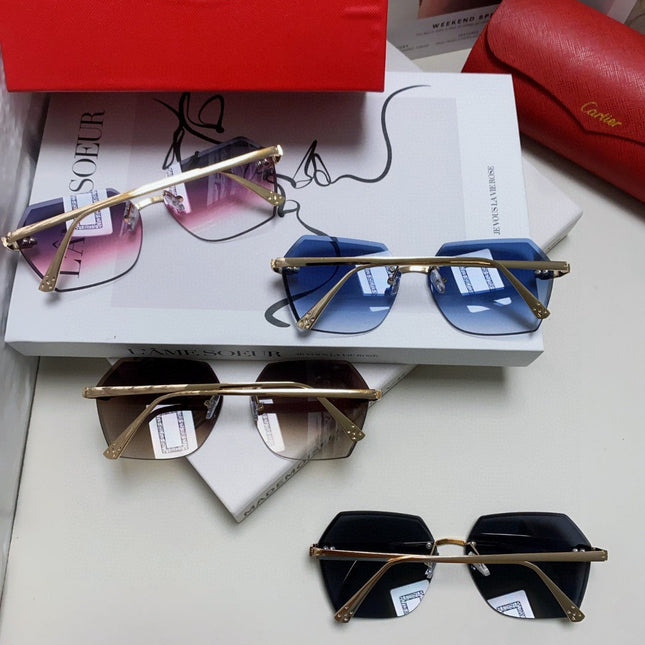 PANTHÈRE RIMLESS GEOMETRIC FRAME SUNGLASSES 562061 IN METAL
