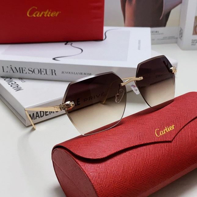 PANTHÈRE RIMLESS GEOMETRIC FRAME SUNGLASSES 562061 IN METAL
