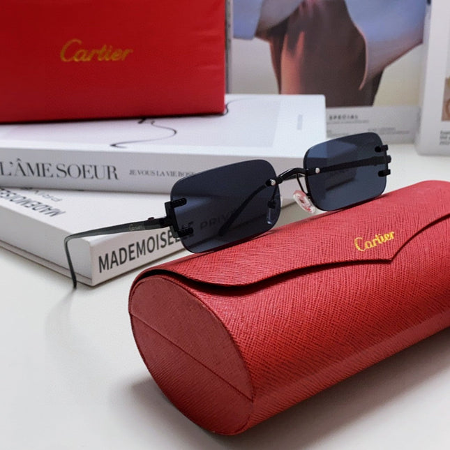 SANTOS RIMLESS RECTANGULAR FRAME SUNGLASSES 562068 IN METAL