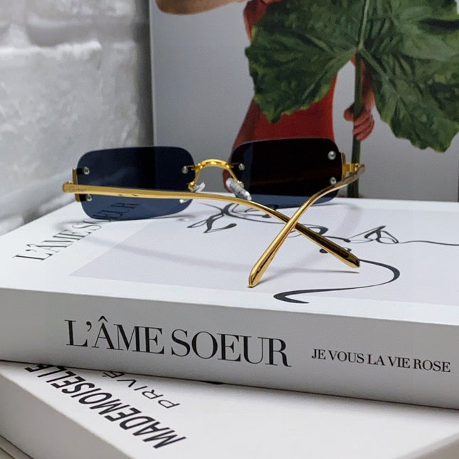 SANTOS RIMLESS RECTANGULAR FRAME SUNGLASSES 562068 IN METAL