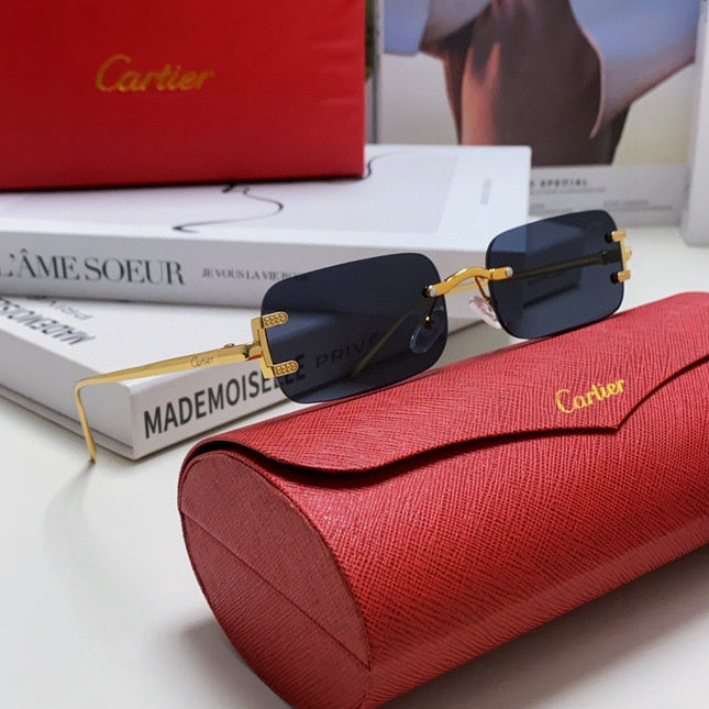 SANTOS RIMLESS RECTANGULAR FRAME SUNGLASSES 562068 IN METAL