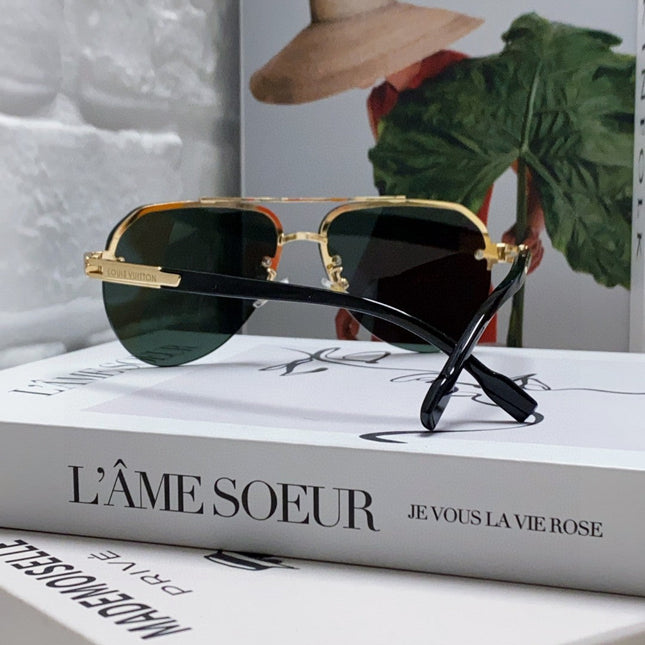 PILOT SUNGLASSES 582589 IN GOLD METAL DARK GREEN LENSES