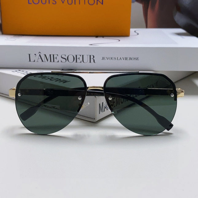 PILOT SUNGLASSES 582589 IN GOLD METAL DARK GREEN LENSES