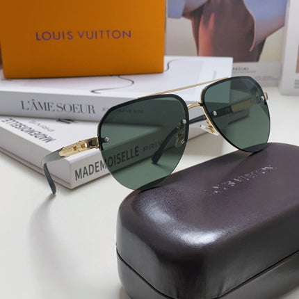 PILOT SUNGLASSES 582589 IN GOLD METAL DARK GREEN LENSES