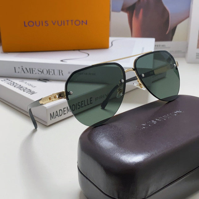PILOT SUNGLASSES 582589 IN GOLD METAL DARK GREEN LENSES