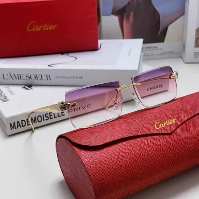 PANTHÈRE RIMLESS RECTANGULAR FRAME SUNGLASSES 543543 IN METAL