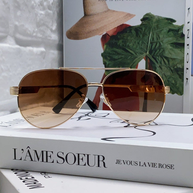 PILOT SUNGLASS 581363 IN GOLD METAL BROWN SMOKE LENSES