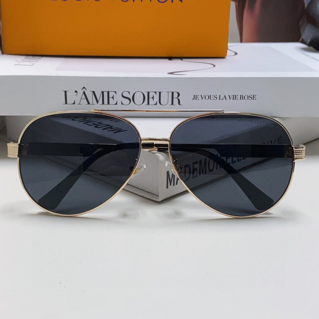 PILOT SUNGLASS 581364 IN GOLD METAL BLACK LENSES