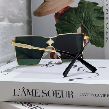 CYCLONE SUNGLASS 581373 IN GOLD METAL DARK GREEN LENSES